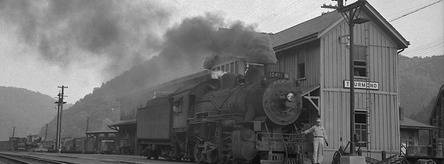 historic photo of a train at Thurmond Depot historic photo of a train at Thurmond Depot