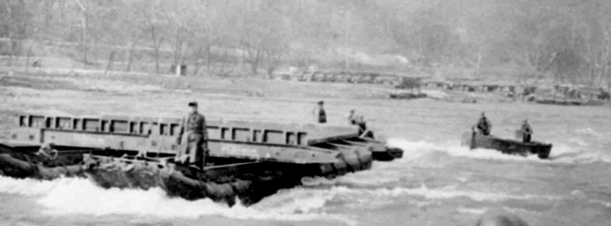 historic photo of Army soldiers training on the river historic photo of Army soldiers training on the river
