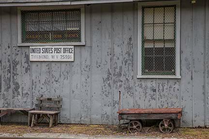 post office with cart in front