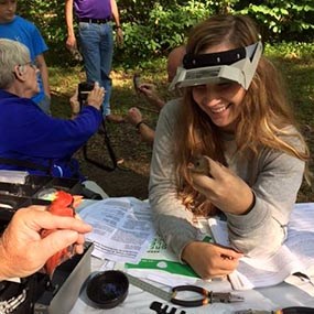 researchers banding birds
