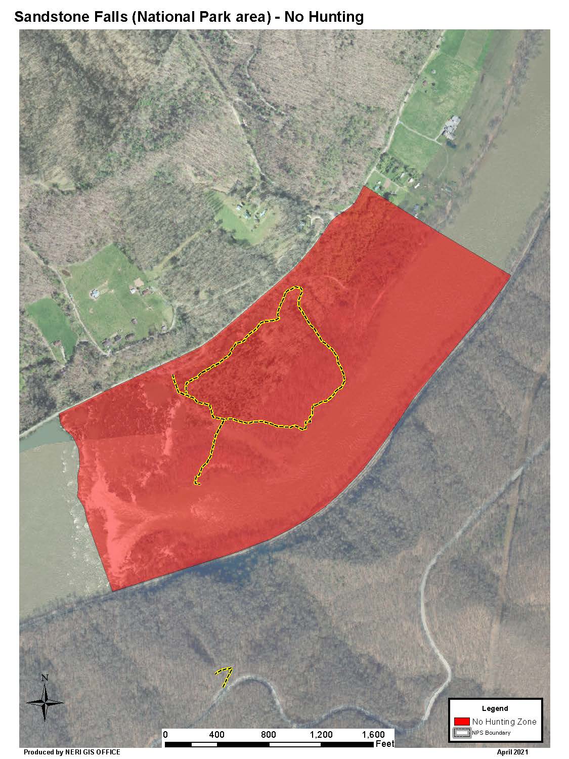 Sandstone Falls No HUnting Zone Map