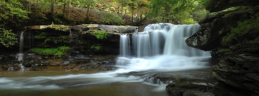 waterfall and stream waterfall and stream