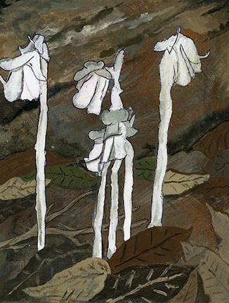 artwork, painting of a white pipe-shaped flower artwork, painting of a white pipe-shaped flower