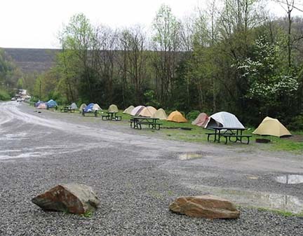 Tents at the Gauley Tailwaters Campground