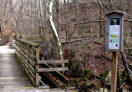 wood bridge across stream