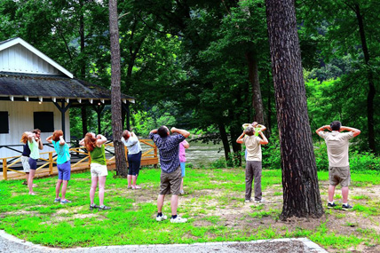 visitors doing Tai Chi