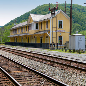 railroad depot and tracks