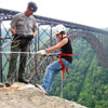 rock climber on edge of gorge