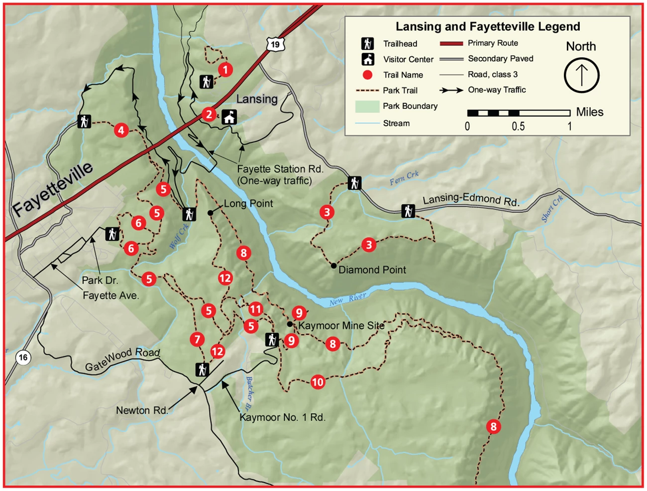 Fayetteville and Lansing Trails Map of the trails in the Fayetteville and Lansing areas