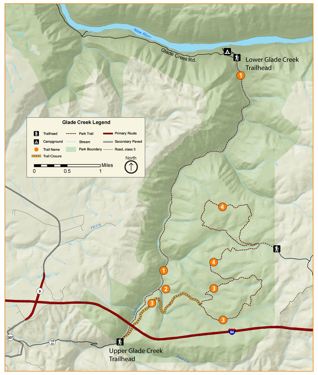 Trail Map of Glade Creek Trails