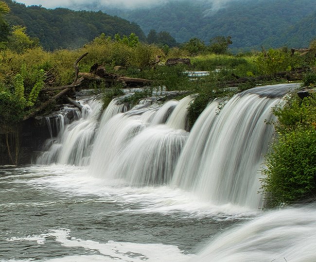 Large wide waterfall on the New River