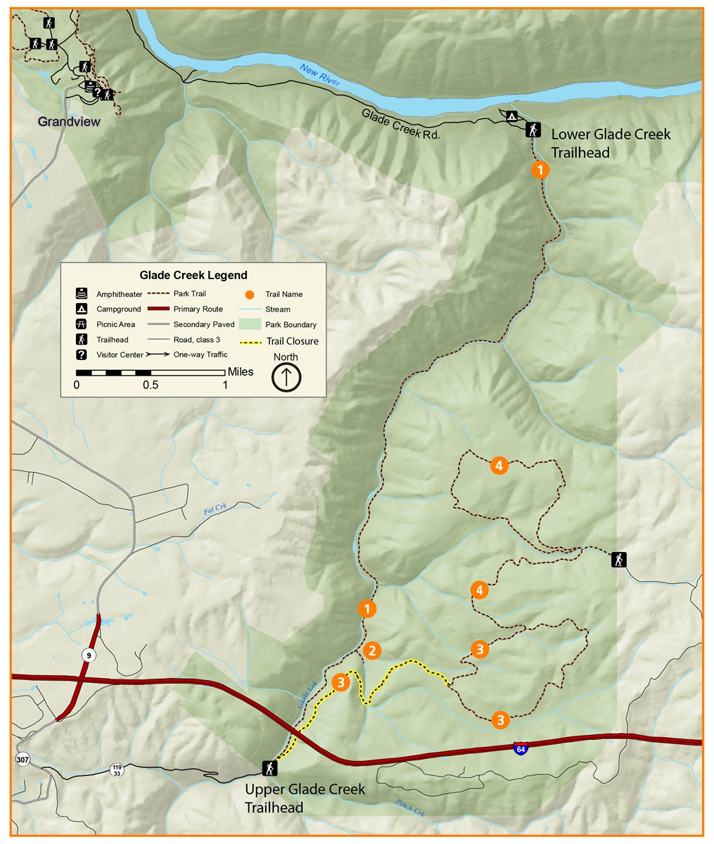 Map of the trails near Glade Creek