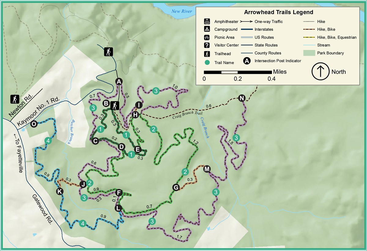 Map of the Biking trails in the Arrowhead System