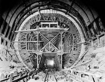 Hawk's Nest Tunnel - interior inside a tunnel under construction