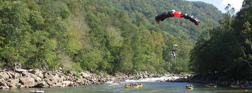 BASE jumper over the river