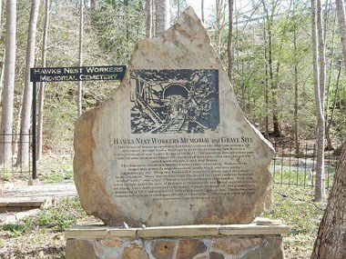 Hawk's Nest Tunnel Memorial sign