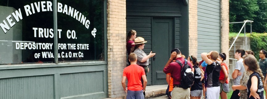 Ranger leading a talk at historic site