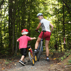 bike riders on a trail bike riders on a trail