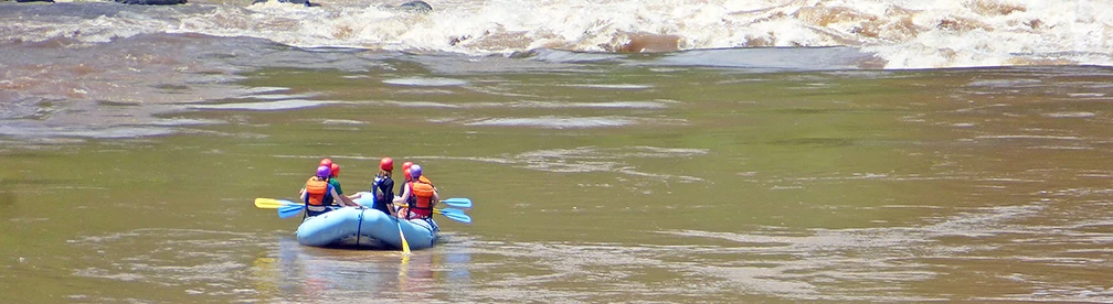 Rafters approach whitewater Rafters approach whitewater