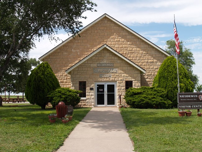 A limestone building