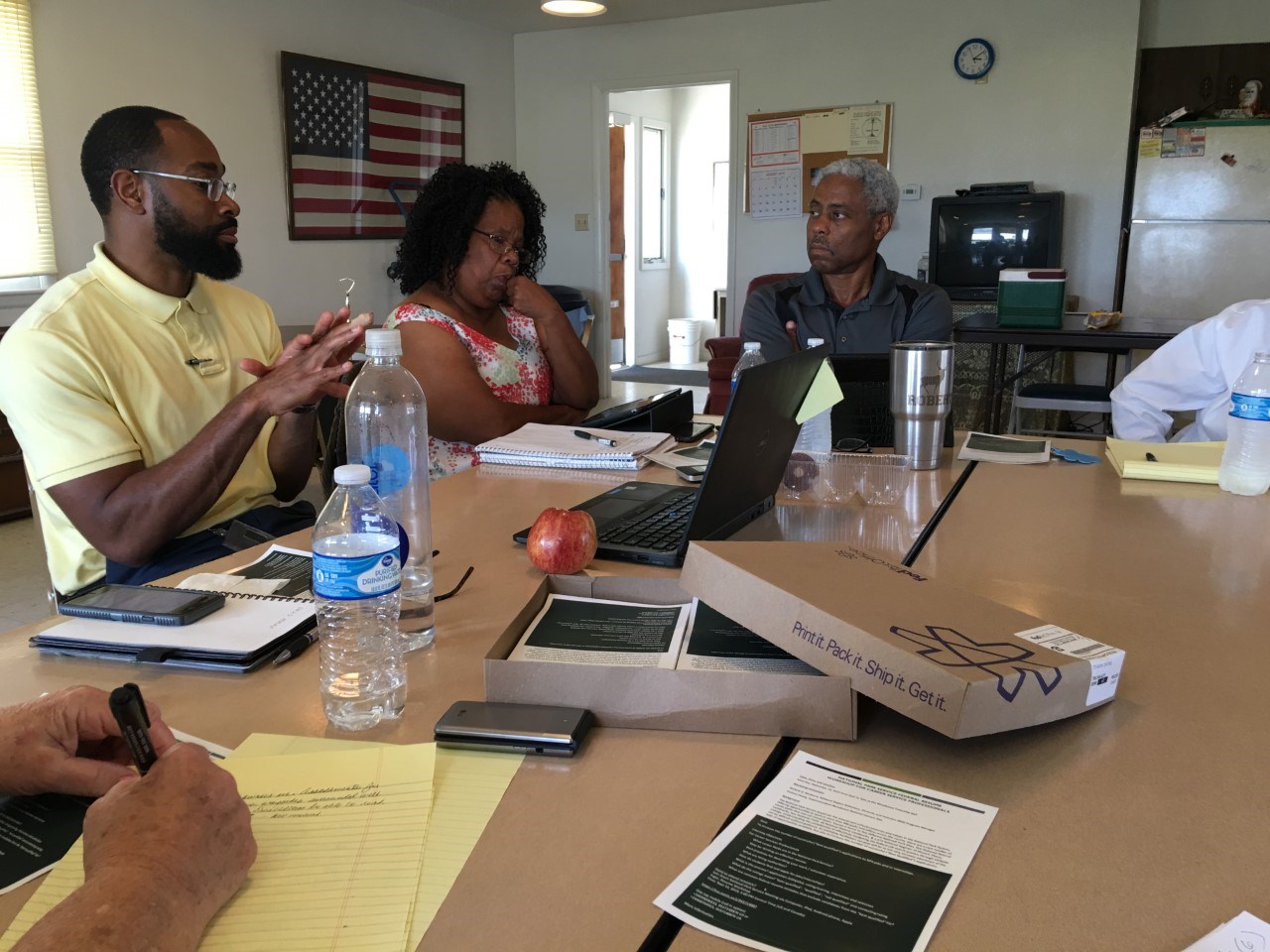 A group of people at a meeting