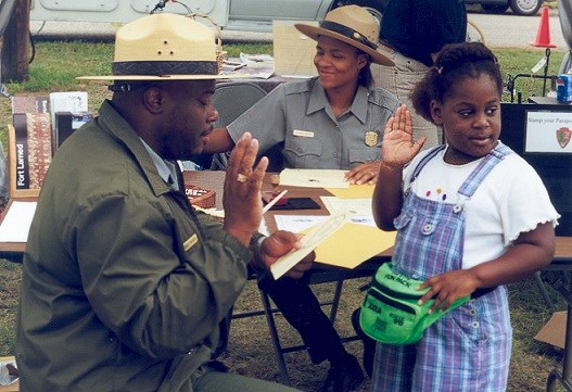 Junior Ranger being sworn in