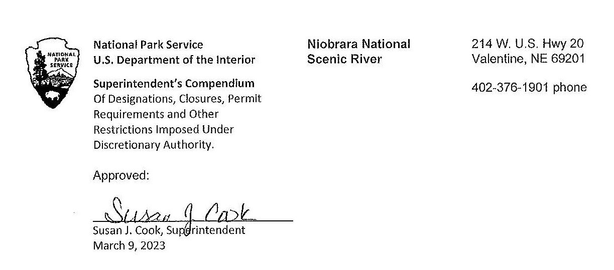 Superintendent's Compendium - Niobrara National Scenic River (U.S. National  Park Service)