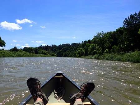 Canoeing an easy stretch Canoeing an easy stretch