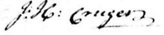 Quill and ink signature of JH Cruger