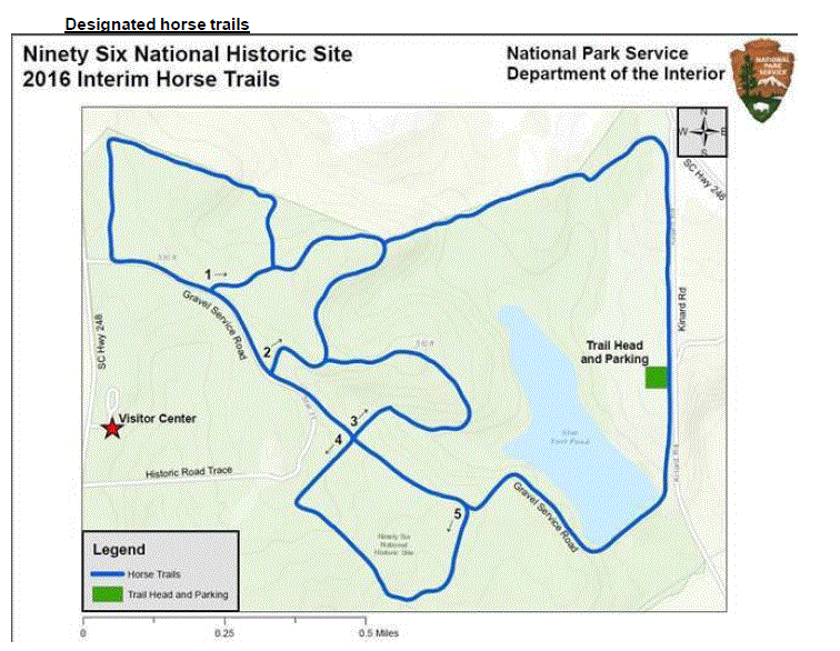 A trail map showing where horses can be taken.