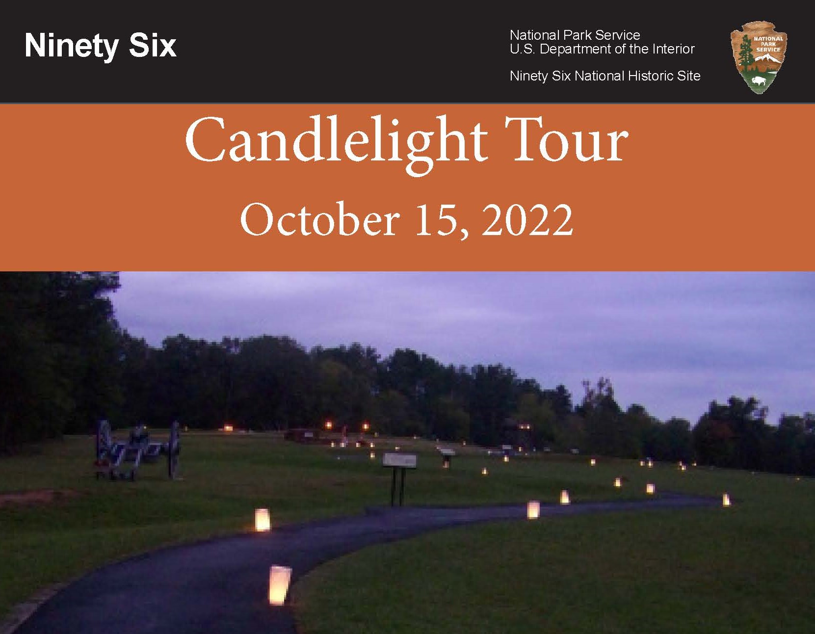 Candlelight Tour 2022 A path lined with candles.