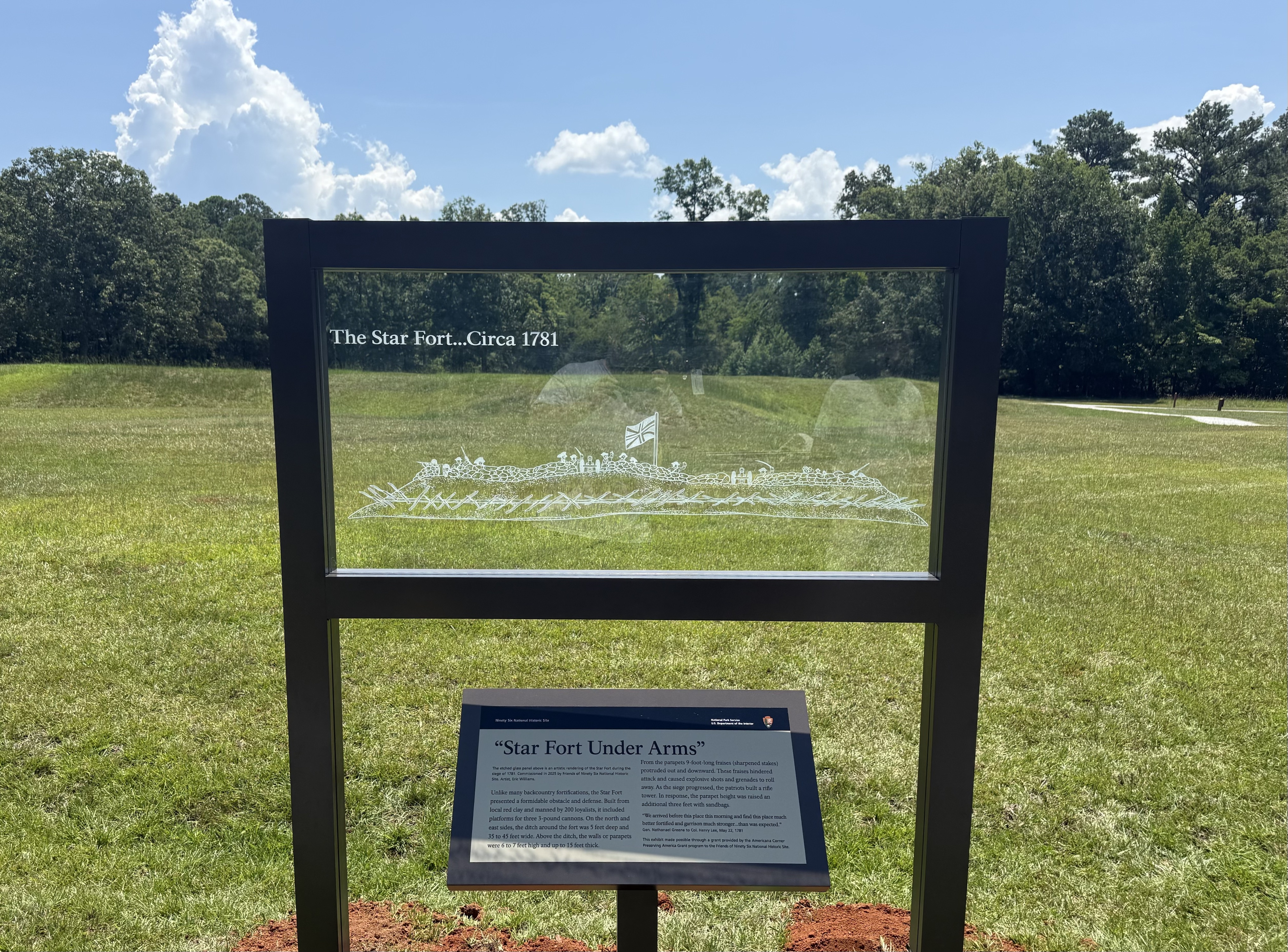 Star Fort Etched Glass Sign