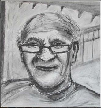 charcoal sketch of Bob Uhl