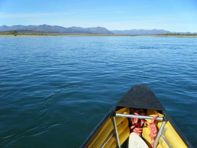 bow of canoe on noatak river