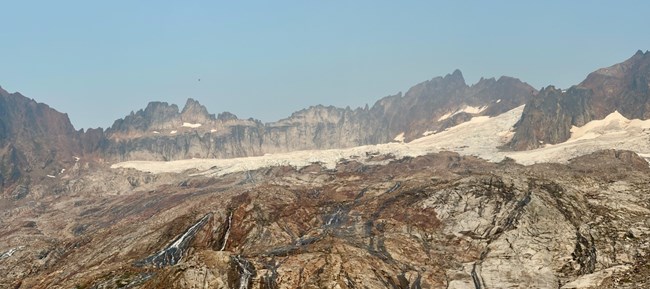 View of Quien Sabe Glacier and nearby peaks.