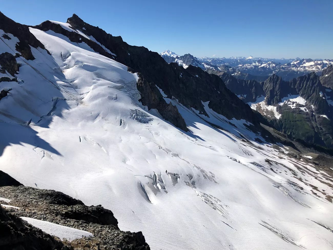 Expansive glacier with crevasse opening