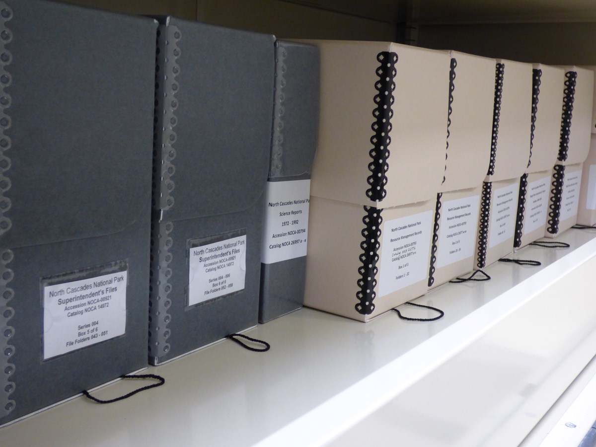 Grey and white archive boxes