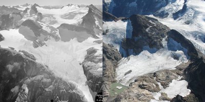 Colonial Glacier in 1960 and 2005