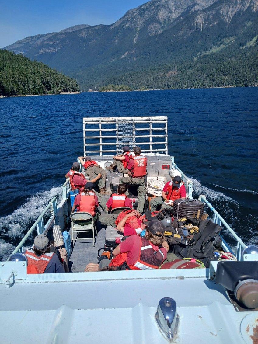 Boat full of fire-fighting gear.