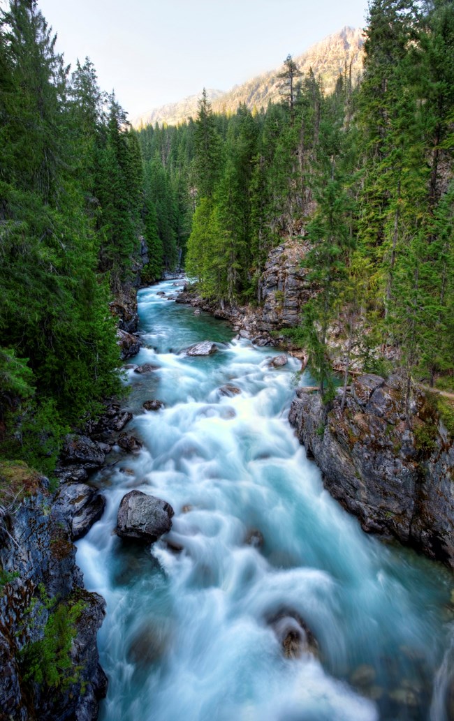 river flowing through gorge