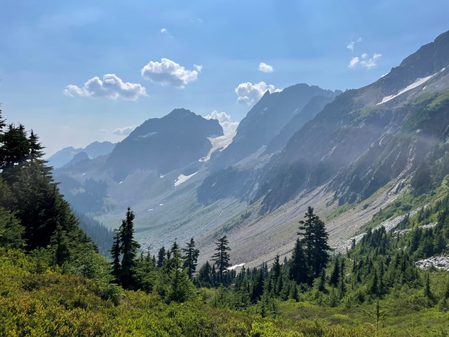 Cascade Pass with some haze in mid August