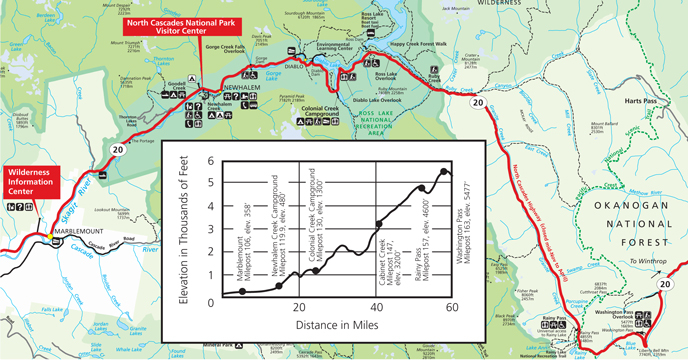 North cascades hiking map online