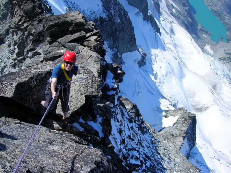 A climber on the West Ridge of Forbidden Peak NPS/A. Brun