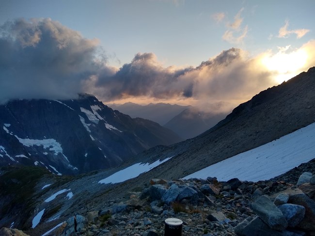 Sahale Camp at sunset