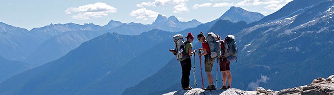 Backpackers on Sourdough Mountain Summit Overlook Photo Credit: NPS/Michael Silverman