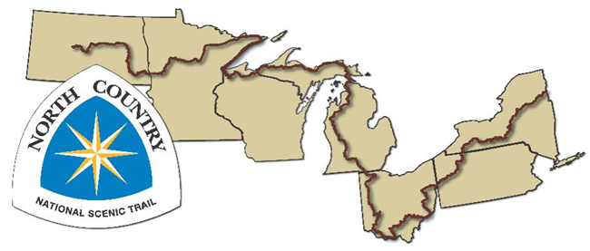 NOCOLogomap North Country logo with seven state s showing where trail goes