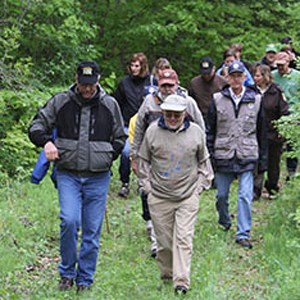 Visitors hiking along portion of trail