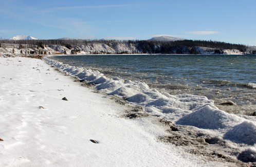 Ice along north shore of Yellowstone Lake