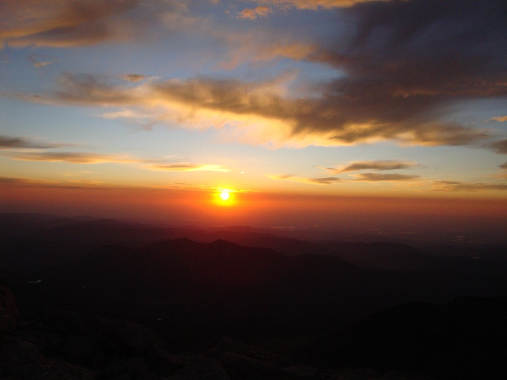 Sunrise from the top of Longs Peak