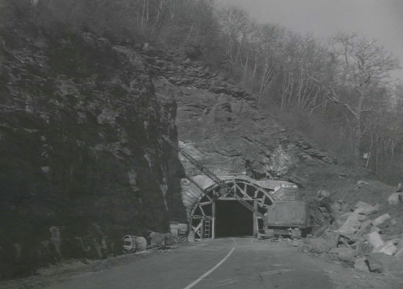 Construction site at a tunnel portal